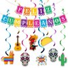 Feliz Cumpleanos Banner, Pre-Strung Happy Birthday Banner, Cinco de Mayo Banner Papel Picado, Mexican Theme Birthday Party Decorations, Fiesta Birthday Hanging Swirl Decorations