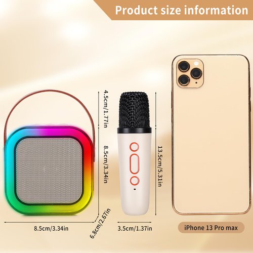 Mini Karaoke Machine with 2 Wireless Microphones for Kids Adults, Kids Karaoke Machine for Girls 18 Pre-Loaded Songs 4, 5, 6, 7, 8, 10, 12+ Years Old Teens Birthday White Blue (White)