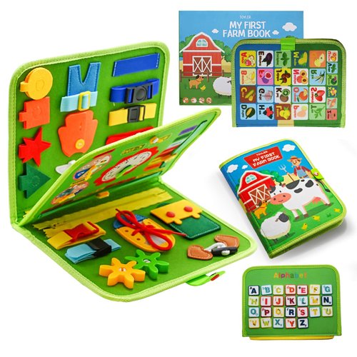 TOYLER Busy Board Toddler Travel Toys Sensory Toys for Toddlers 3 4, Montessori Learning Toys for Toddlers Activities Board, Educational Toys for 3 4 Year Old Boys Girls Gift (Farm)