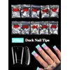 Short Duck Nail Tips, 500PCS Half Cover Duck Acrylic Nails, Clear Duck Feet Flare Nail Tips for Acrylic Nails, Extra Short Fan Wide French False Nail Extension for Nail Salon 10 Sizes