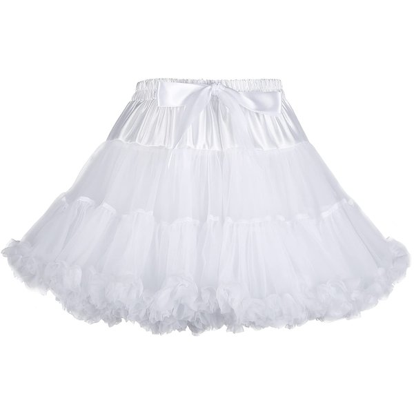 Women’s Petticoat Skirts Tulle Underskirts Chiffon Half Slips Fluffy Ballet Dress (Polyester, White)