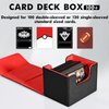ZLCA Card Deck Box for Trading Cards, MTG Commander Deck Box Holds 120+ Single Sleeved Cards, Leather Magnetic Card Storage Box Fits for TCG CCG Magic Cards (Black& Red)