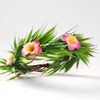 KorViSHOW Hawaiian Flower Crown Headband - 3 Pcs Hawaiian Plumeria Flower Hair Clips Pink Tropical Floral Headpiece Luau Accessories for Women Girls Beach Pool Party Decorations Favors Supplies