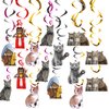 24PCS Hanging Swirl Pet Cat Birthday Party Decorations for Boys Kids Theme Birthday Party Supplies Cat Hanging Spiral Cat Decor (Pet Cat)