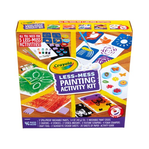 Crayola Less Mess Painting Activity Kit (46pcs), Kids Art Set, Washable Kids Paints, Gifts for Kids, Ages 4+