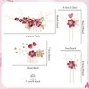 Cinaci 18 Pieces Bridal Wedding Party Prom Pearl Rhinestone Rose Red Flower Hair Side Combs Slides+U-shaped Flower Hair Pins+Twist Spiral Hairpins Floral Headpieces for Brides Bridesmaids Women Girls