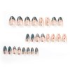 Short Almond Press on Nails Star Fake Nails French Tip False Nails with Designs Glue on Nails Artificial Acrylic Nails for Women Manicure Art 24 Pcs