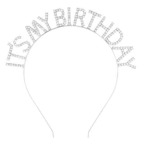 ACO-UINT Silver Birthday Crown for Girls, Cute It's My Birthday Headband Birthday Tiara for Women, Happy Birthday Headband Birthday Decorations Gifts for Women