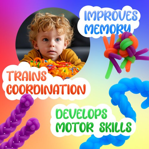 25 Pack Monkey Noodles - Fidget Stretchy Sensory Toys for Kids and Toddlers - Autism Sensory Products - Stretchy String - Party Favors for Kids - Treasure Box Toys for Classroom Easter Toys