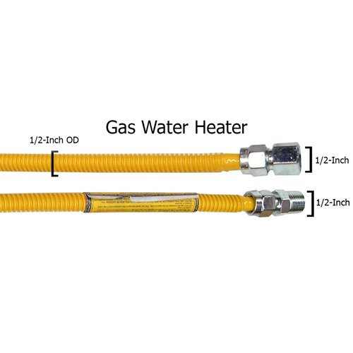 LASCO 10-1223 Flexible Coated Gas Water Heater Supply Line, 18-Inch, 1/2-Inch OD Connector with 1/2-Inch MIP X 1/2-Inch FIP Fittings , Yellow