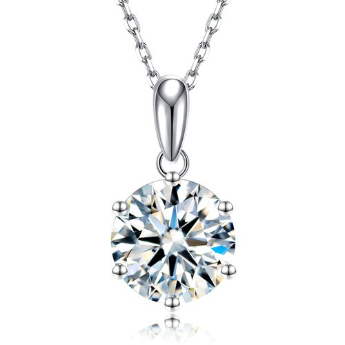 SecreTalk Moissanite Pendant Necklace for Women, 1-5CT 925 Sterling Silver D Color Necklace with Certificate of Authenticity (2CT)