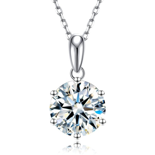 SecreTalk Moissanite Pendant Necklace for Women, 1-5CT 925 Sterling Silver D Color Necklace with Certificate of Authenticity (2CT)