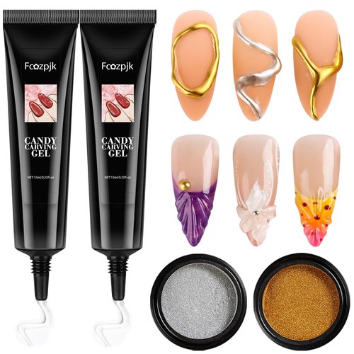 Fcozpjk 3D Sculpting Gel for Nail Art, 2PCS 10g Clear 3D Nail Art Gel Liner Nail Polish Carving M...