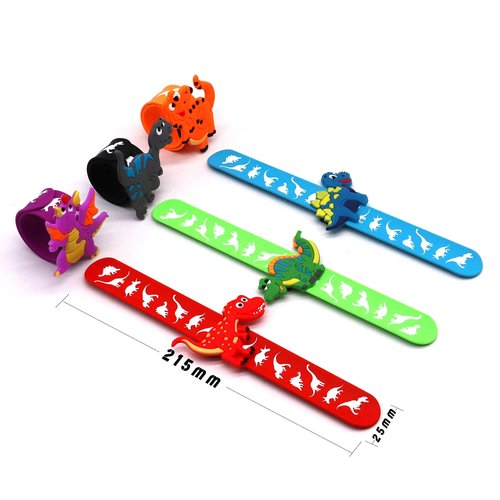 PAITUEND Dinosaur Slap Bracelets for Kids Party Favors-Dinosaur Theme Goodie Bag Stuffers(6pack) for Boys&Girls Dinosaur Theme Party Supplies Carnival Prizes Suit Classroom Exchanging Gifts