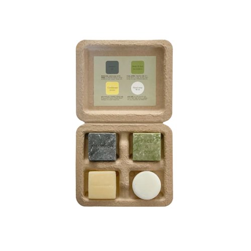 EDELWEISS NATURE Zero Waste Amenity Bar Soap 4Pcs Kit - Natural Bar Soap, Plastic-Free, Vegan, Cruelty-Free, Toiletries, Travel Size, Made In Korea (Pack of 1)