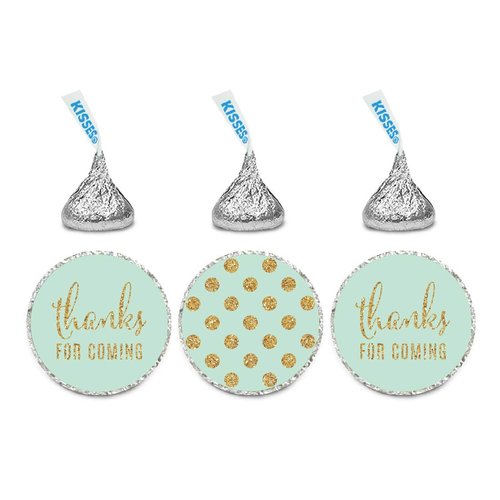 Andaz Press Gold Glitter Print Chocolate Drop Labels Stickers, Thanks for Coming! Polka Dots, Min...