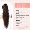 Flufymooz Ponytail Extension, Flexible Wrap Around Ponytail Extension Long Wavy Curly Ponytail Hair Extensions Natural pony tail Synthetic Hairpiece for Women 26 Inch (Dark Chocolate Brown)