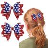 Vsdski 2PCS 4th of July Bow Hair Clips Patriotic Hair Accessories Sparkly Red White Blue Sequin Cheer Barrettes Stars Rhinestone Stripes Bows Hairpins Alligator Clips for Girls Independence Day Decor
