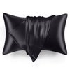 Love's cabin Silk Satin Pillowcase for Hair and Skin (Black, 20x30 inches) Slip Pillow Cases Queen Size Set of 2 - Satin Cooling Pillow Covers with Envelope Closure