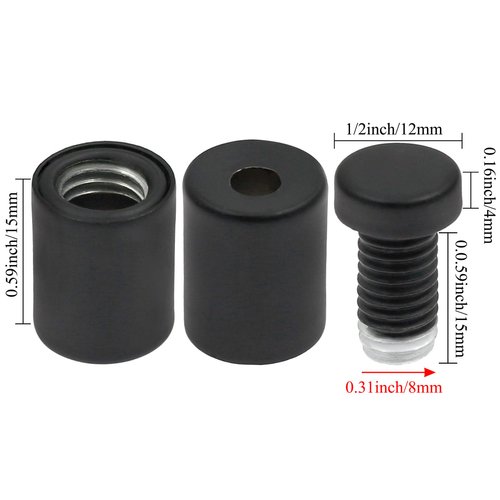 Luomorgo 12 Pcs 1/2" x 0.78" Stainless Steel Standoff Screws, Wall Sign Standoff Mounting Hardware Advertising Glass Standoff Nail for Hanging Acrylic Picture Frame, Black