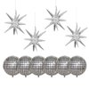 10 Pcs Disco Ball Balloons 6 Pcs Disco Party Balloons 4 Pcs Star Balloons 22 Inches Silver Disco Ball Balloons Metallic 4D Foil Silver Balloons for 70s 80s 90s Disco Party Supplies Decorations
