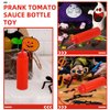 NUOBESTY Tricky Ketchup Bottle, 2pcs Fake Ketchup Bottle Prank Toy Prank Ketchup Realistic Squeeze Ketchup Bottles for Halloween, Party Trick Prop