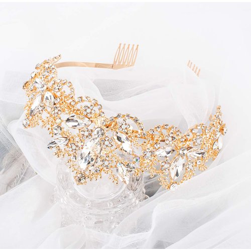 Didder Bridal Tiara Gold Tiaras for Women, Crystal Tiaras and Crowns for Women Princess Tiaras for Girls Birthday Crown for Prom Wedding Party Halloween Costume Hair Accessories Christmas Gift