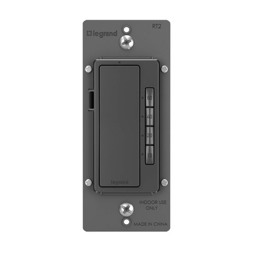 Legrand Radiant RT2BK Digital Countdown Timer with Locator Light and Time Indicator, 60, 40, 20 and 10 Minute Settings, Black (1 Count)