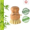 Bamboo Scrub Brush - S&C Kitchen, Cleans Pan/Vegetable/Dishes/Wok, Scrub Brush Dishes for Kitchen/Bathroom, Made Out of Palm & Sisal Bristles with a Handle, Vegetable Brush for Cleaning, Set of 3