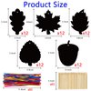 90shine 60 Sets Fall Crafts for Kids Black Scratch Autumn Leaves Magic Craft Art Kit Classroom Preschool Activities Party Favors