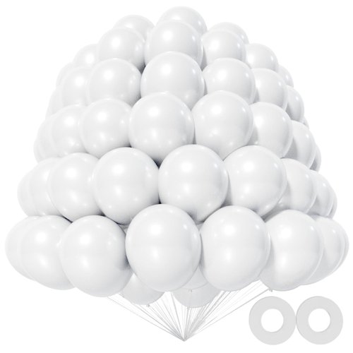 KAWKALSH 200pcs 5 Inch White Balloons, Small Mini Latex Balloons for Party Birthday Baby Shower Anniversary Festival Arch Garland Decoration (White)