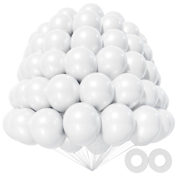 KAWKALSH 200pcs 5 Inch White Balloons, Small Mini Latex Balloons for Party Birthday Baby Shower Anniversary Festival Arch Garland Decoration (White)
