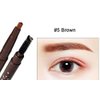 Magik 2 Pack Waterproof Eyebrow Pencil Retractable Slant Tip & Brush Double-ends Natural Hair-like Look (#5 Brown)