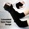 YATANAM Wool Blended Wrist Warmers Warm Fingerless Gloves Knit Soft Arm Warmers Sleeves Typing Mittens for Women (19.7''/50cm, A-black)