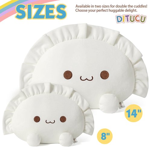 Ditucu Cute Dumpling Plush Pillow Funny Food Soup Stuffed Animals Plushies Toys Soft Hugging Gifts for Kids White 14 inch