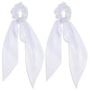 Mabor 2 Pcs Knotted Bow Satin Hair Scrunchie Hair Tie with Bow Hair Scarf with Tail Hair Scrunchies Elastic Hair Scarf Ponytail Holder for Women and Girls,White