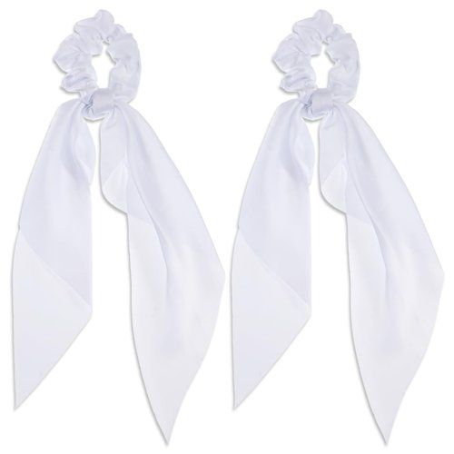 Mabor 2 Pcs Knotted Bow Satin Hair Scrunchie Hair Tie with Bow Hair Scarf with Tail Hair Scrunchi...