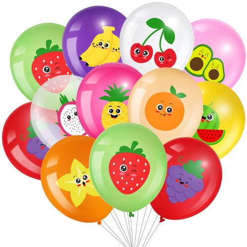 Tiamon 40 Pcs Fruit Balloons Summer Theme Balloons Tropical Fruit Party Favor Balloons Summer Str...