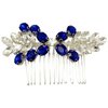 PRETTYLIFE Crystal Bride Wedding Hair Comb Silver Vine Bridal Hair Accessories Party Prom Hair Piece for Women and Girls (#2 - Blue)