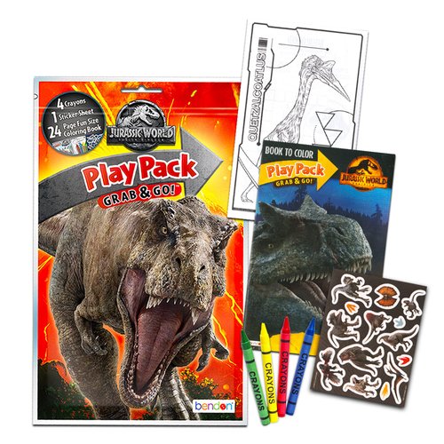 Jurassic World Party Favors Pack ~ Bundle of 12 Jurassic World Play Packs Filled with Stickers, Coloring Books, Crayons with Bonus Loot Bags and More (Jurassic World Party Supplies)