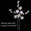 Sppry Wedding Hair Pins (3 Pcs) - Elegant Pearl Floral Crystal Hair Accessories for Bridal Women (Rose Gold)