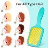 SHINLEA Vented Detangler Hair Brush for Curly Thick Hair, Women Hairbrush with Soft Wave-Shaped Bristles, Curl Detangling Brush for Swimming Beach (Yellow & Blue)