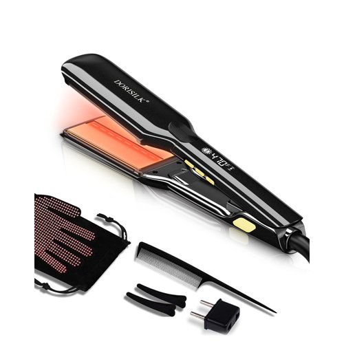 DORISILK 500 Degree Vibrating Ceramic Hair Straightener, 2 in 1 Hair Straightener and Curler, Plasma Flat Iron Get Frizz-Free Hair (500FWV)