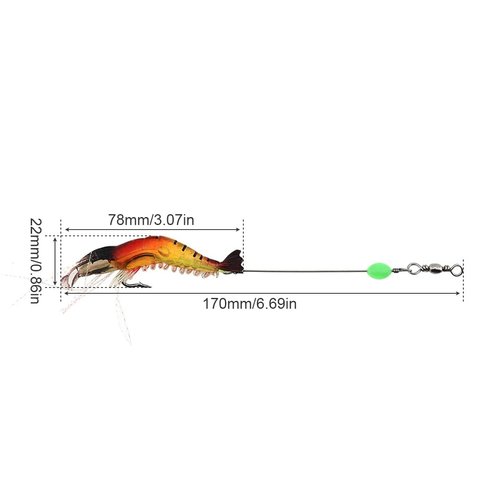 【Happy Shopping Day】 OriGlam 5pcs Soft Luminous Shrimp Lure Set, 5 Colors Shrimp Bait Shrimp Lures Fishing Bait with Hooks Beads Fishing Tackles for Freshwater Saltwater Bass Trout Catfish Salmon