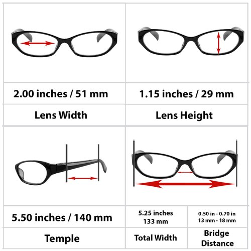 TruVision Readers Reading Glasses – 9502HP- 3 PK – Red Gray Black – 2.50