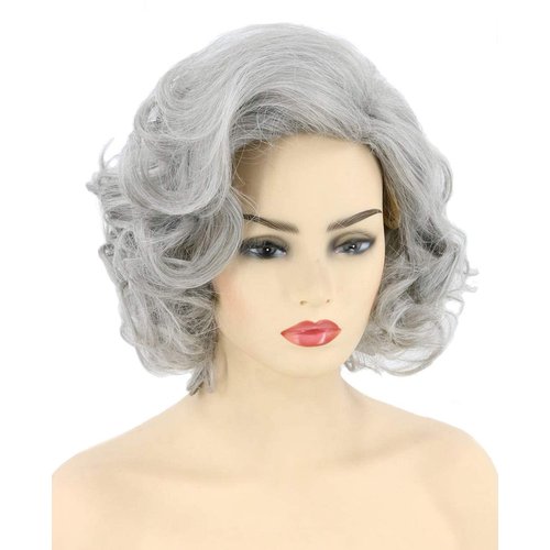 Topcosplay Old Lady Wig and Accessories 5pcs Set Granny Costume Wig Grandma wig Halloween Party Wigs