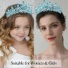 ATODEN Blue Tiara Birthday Queen Sash Crown Tiaras Crowns for Women Girls Crystal Princess Tiara Rhinestone Headbands Quinceanera Crown Happy Birthday Decorations Accessories for Prom Cosplay Party