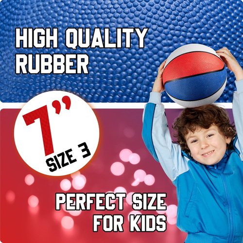 Mini Basketball - 7 Inch, Size 3 - Mini Hoop Outdoor Basketball Set & Indoor, for Small Basketball Hoops & Pool Basketball Parties - Kids Basketballs Party Favors for Kids Red White & Blue (1-Pack)