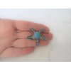 Starfish turquoise blue stone metal native hair clip barrette for thin fine
