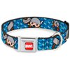 Dog Collar Seatbelt Buckle Kawaii Thor Poses Hammer Monogram Blues 15 to 26 Inches 1.0 Inch Wide